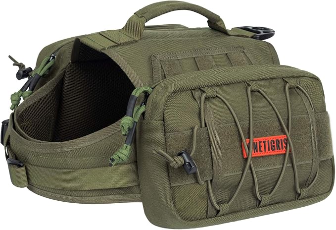 OneTigris Dog Backpack for Medium & Large Dogs, Nylon Backpack for Dogs Tactical Pet Backpack with Side Pockets for Hiking...