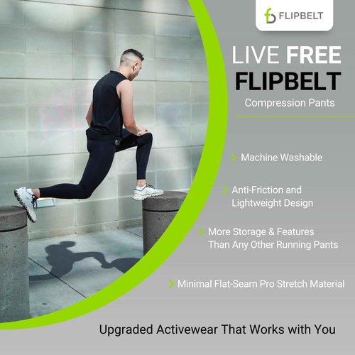 FlipBelt Mens Compression Pants Black x-Large