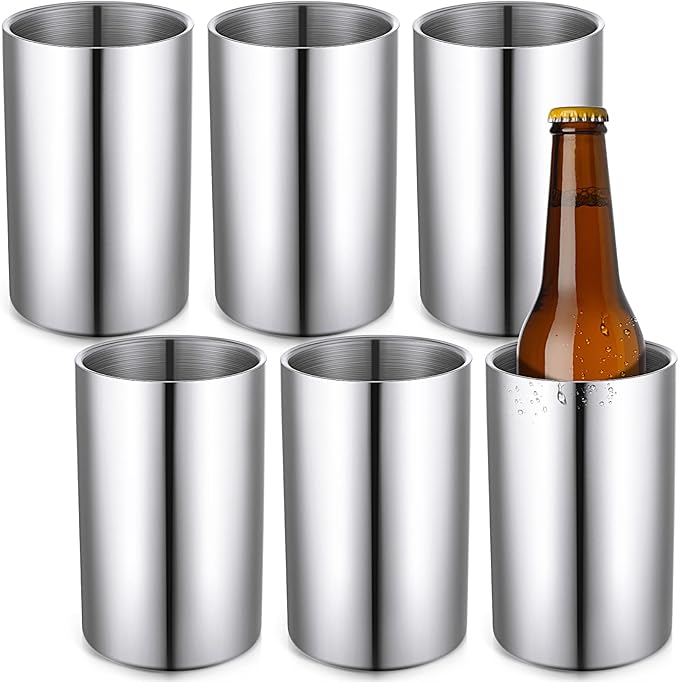 Potchen 6 Pack Wine Chiller Bucket Wine Bottles Cooler Bulk, Stainless Steel Double Wall Insulated Champagne Ice Bucket fo...