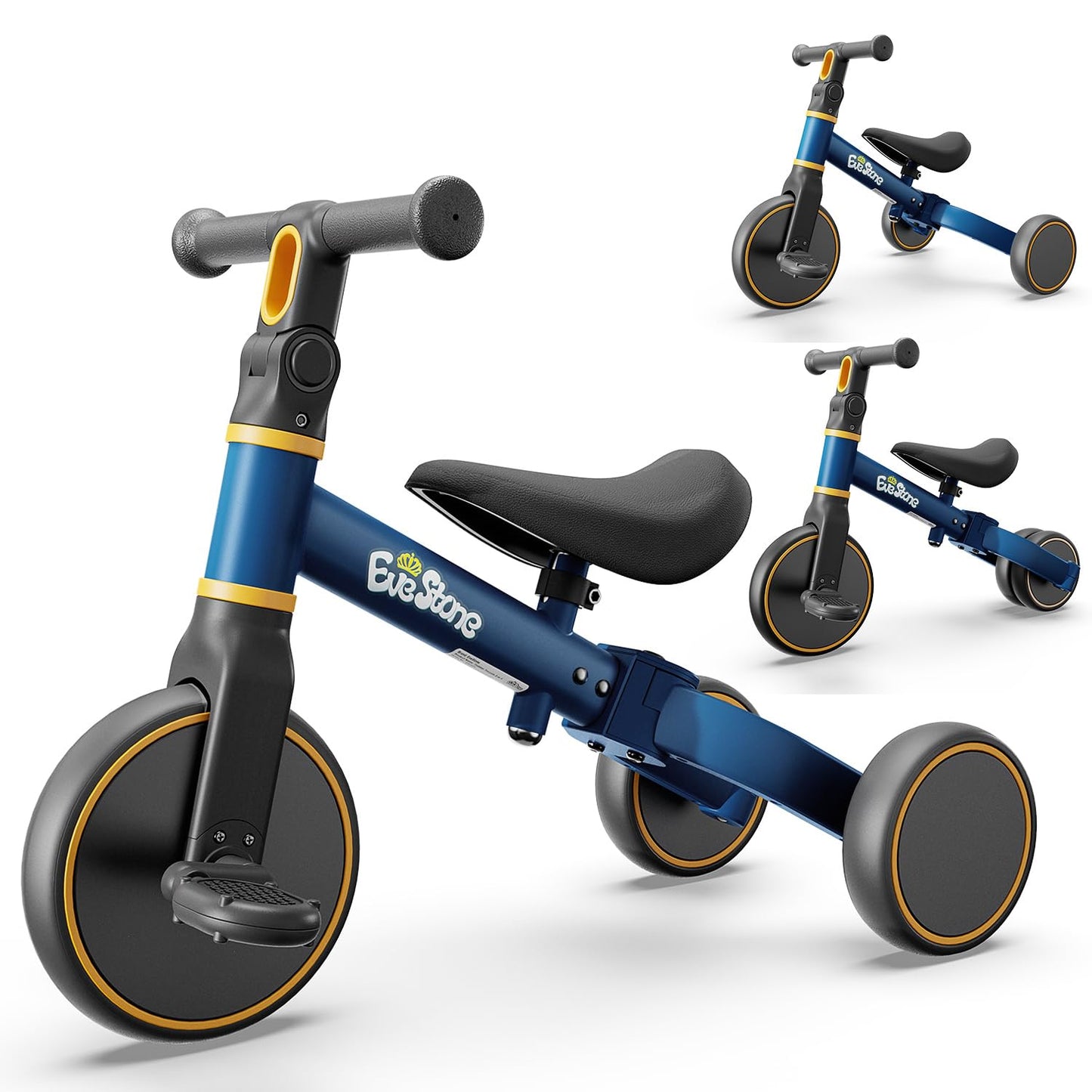 EveStone 5-in-1 Kids Balance Bike, Toddler Tricycle for 1-3, Ride-On Toy for 18 Months to 4 Years, Outdoor and Indoor Gift Bike for Yard, Sidewalk, Park, Birthday Present for Boys & Girls, Blue
