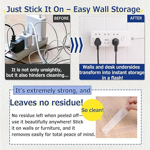 Dayli Double Sided Tape, Removable Nano Tape for Poster Carpet Picture Hanging Strip Rug Wall Outdoor,Load Capacity 4.4 lbs, Length 9.8 ft, Acrylic, Can Be Torn by Hand, Leaves No Residue, Reusable