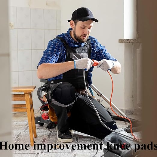 JYBTAA Men/Women Knee Pads for Cleaning,House Work,Scrubbing Floors, Gardening kneepad for Carpet Installations Welding, Adjustable Flooring Knee Protectors Cushion for Mechanics, Black L. (1 Pair)