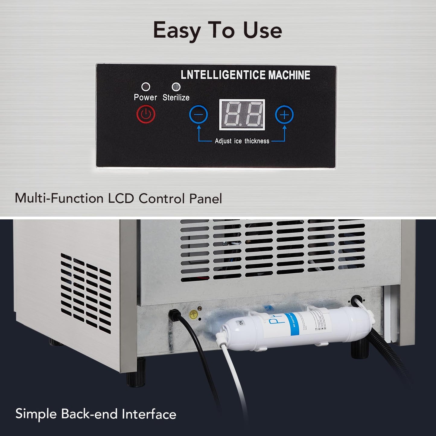 GARVEE Commercial Ice Maker, Creates 110 LBS in 24H, Commercial Ice Machine with 33 LBS Ice Storage Capacity, Ice Maker Machine with Auto Self-Cleaning, Each Tray Can Make 40 Pieces of Ice.
