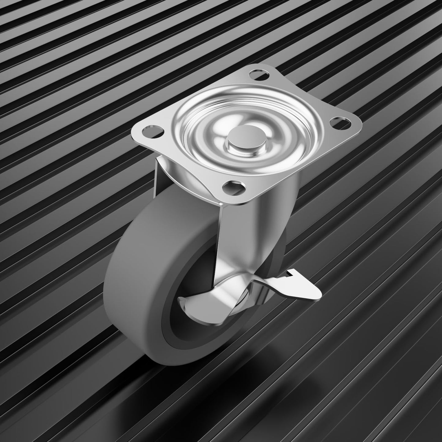 BOSGEOT 3 Inch Caster Wheels, Casters Set of 4, Heavy Duty Caster with Brake, Locking Castors with Rubber Wheel，Plate Swivel Caster Wheels for Furniture Cart and Workbench