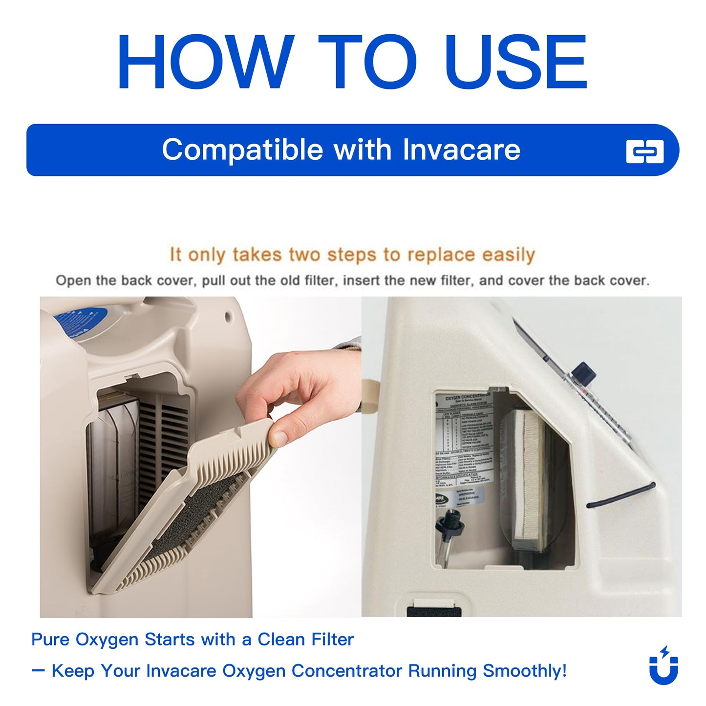 3-Pack Inlet Filter 1131249 for Invacare Perfecto Platinume,O2 Concentrator Intake Filter