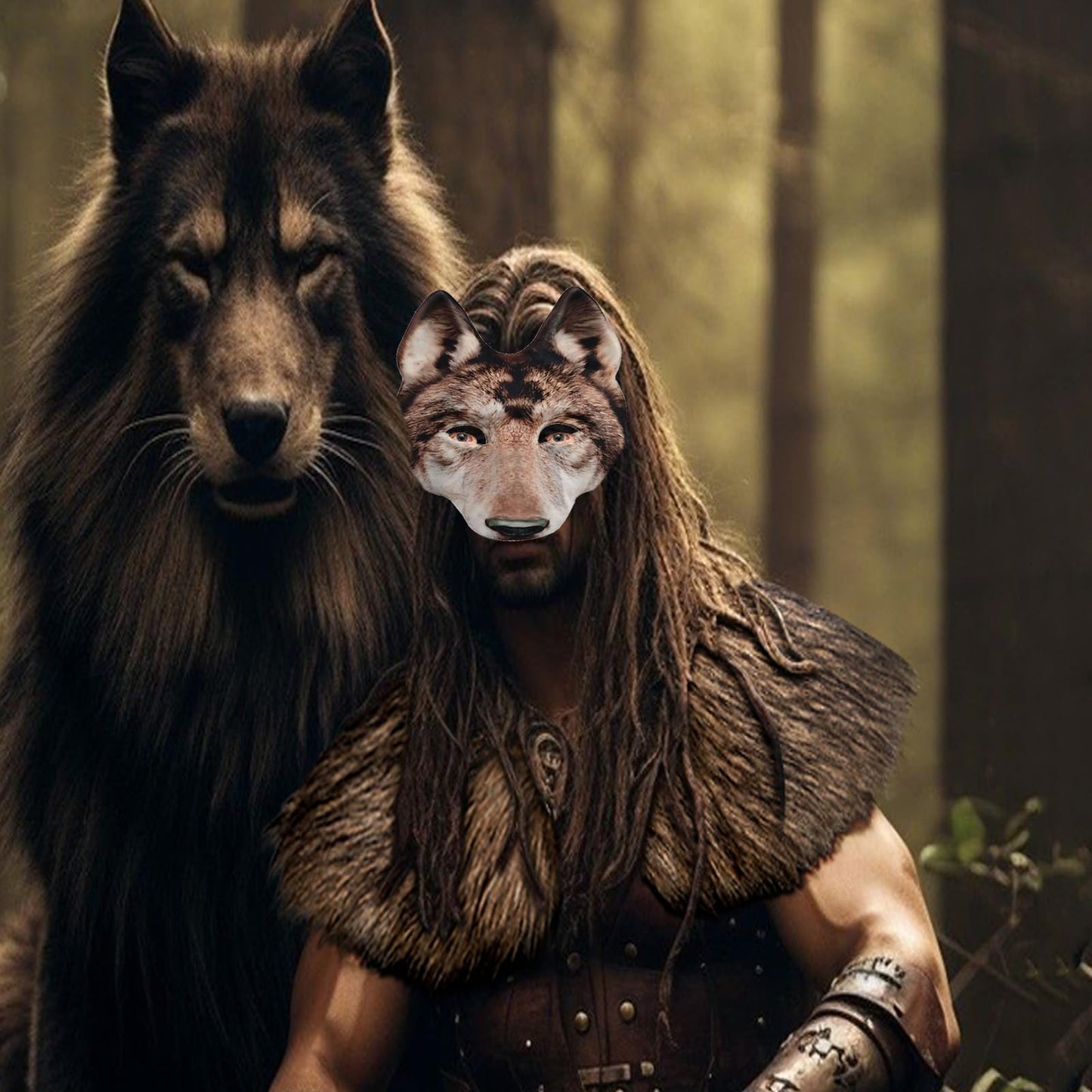 Valpeak Unleash Your Inner Wolf with Our Therian Wolf Mask, Tail, and Paw Set(brown wolf mask)