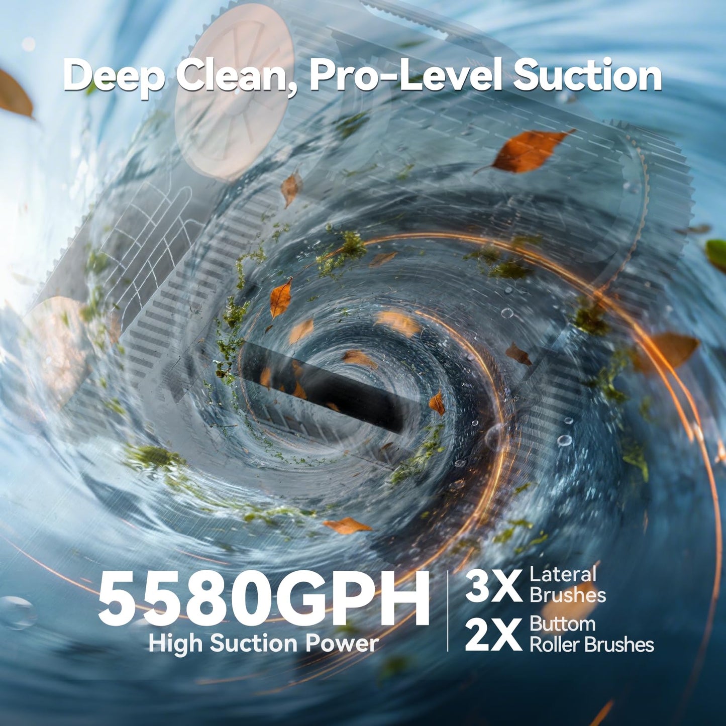 CoasTeering Ultra Nebula Cordless Robotic Pool Cleaner, with 5580 GPH Powerful Suction, 180-Min Runtime, Wall & Waterline Cleaning, Smart Navigation, for Pools up to 3229 Sq.Ft