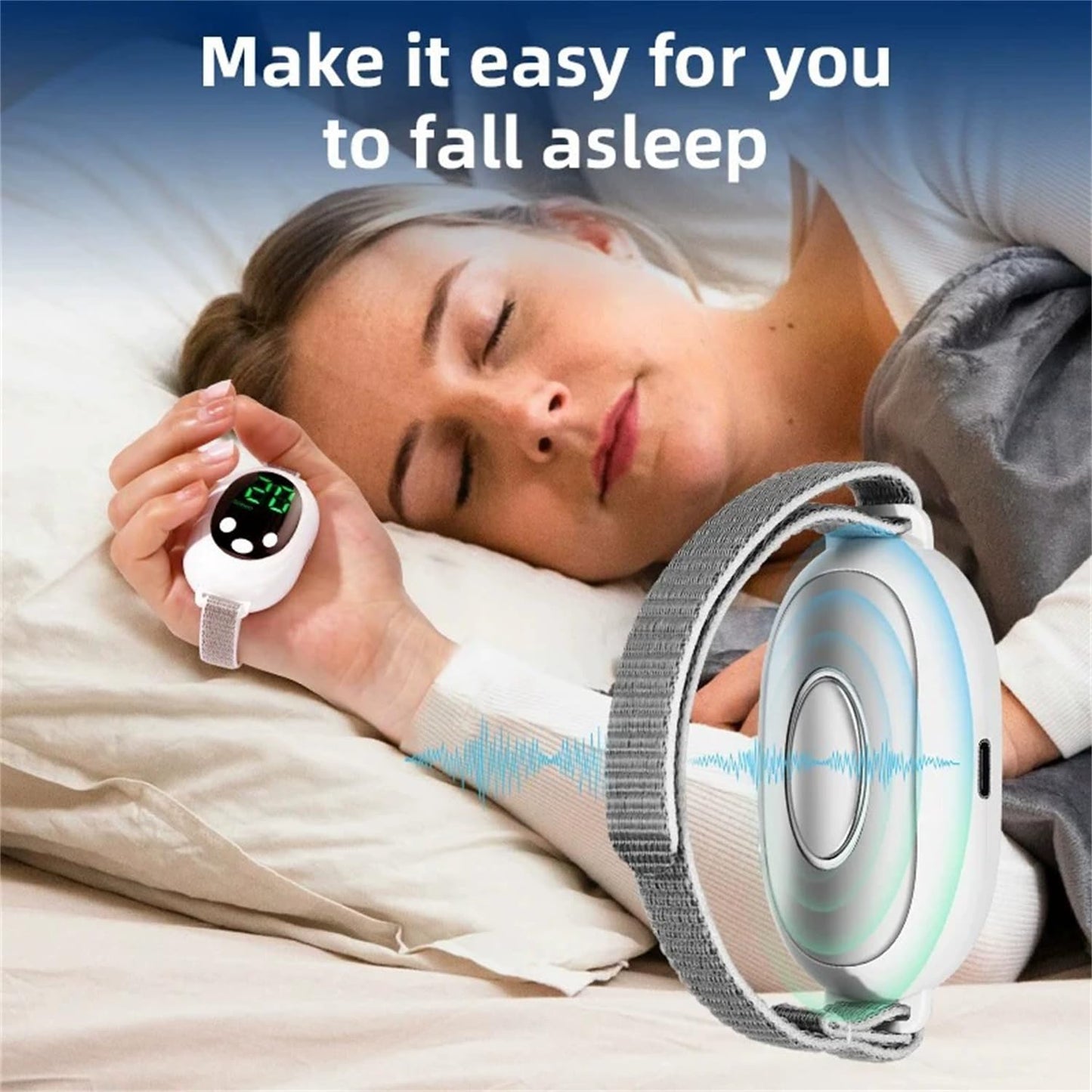 Anxiety Relief Device - Handheld Sleep Aid with Low-Frequency Pulse, Portable Microcurrent Therapy for Insomnia & Stress Relief, USB Rechargeable (White, 1Pcs)