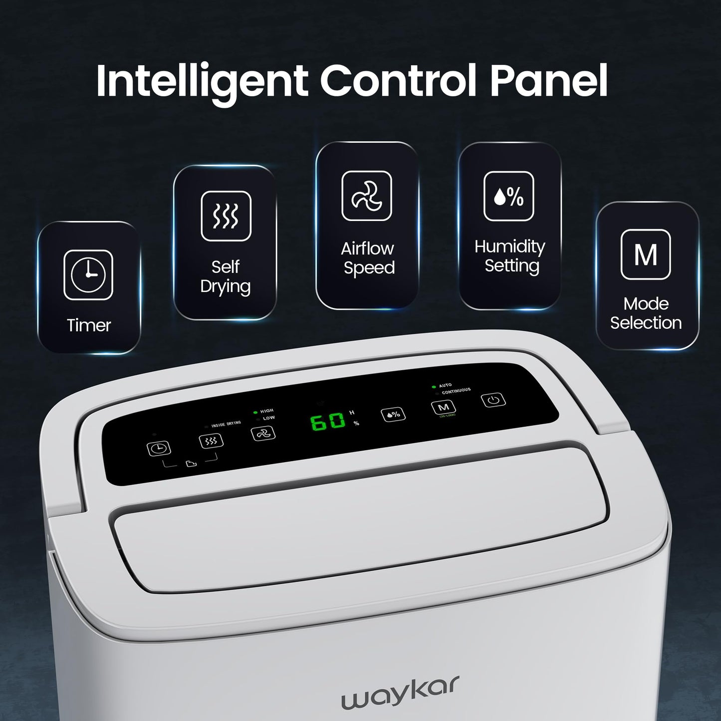 Waykar Max 80 Pint/D(Standard 62Pint/D) Energy Star Home Dehumidifier for Spaces up to 5,000 Sq. Ft, Ideal for Basement, Bathroom and Large Room with Drain Hose, Portable, Auto Defrost and Self-Drying