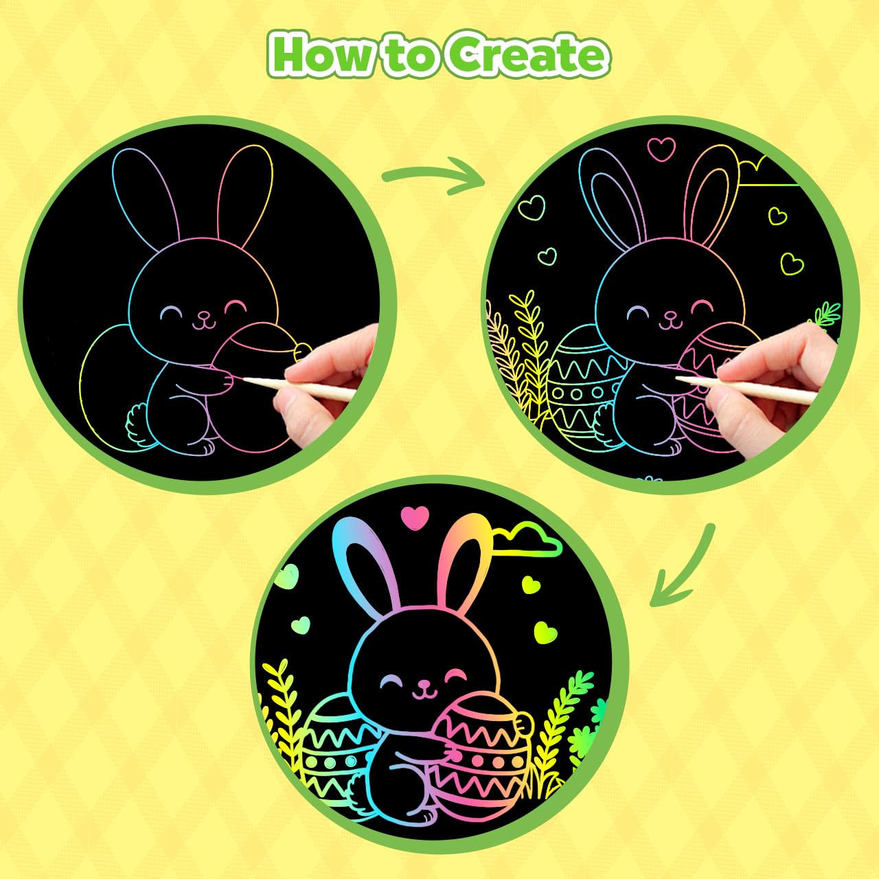 ZMLM Rainbow Scratch Easter Crafts - 60 Rainbow Scratch Paper for Girls Boys Toys Gifts, Arts and Crafts Gifts for Kids Activities, Scratch Art for Kids Easter Basket Stuffers Gift