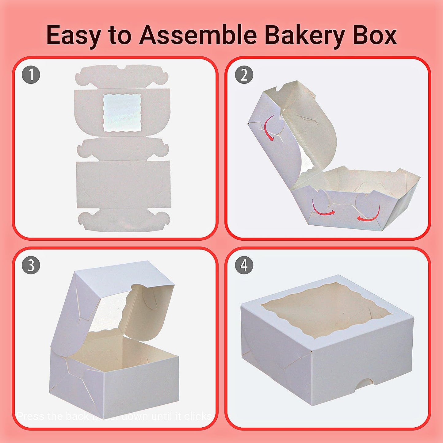 SLShePack 40 Pack Bakery Boxes for Mini Bundt, Cake,Pie, Cinnamon Roll Treat,4x4x2 Inches Cookies Boxes Chocolate Truffle Box Party Wedding Favor