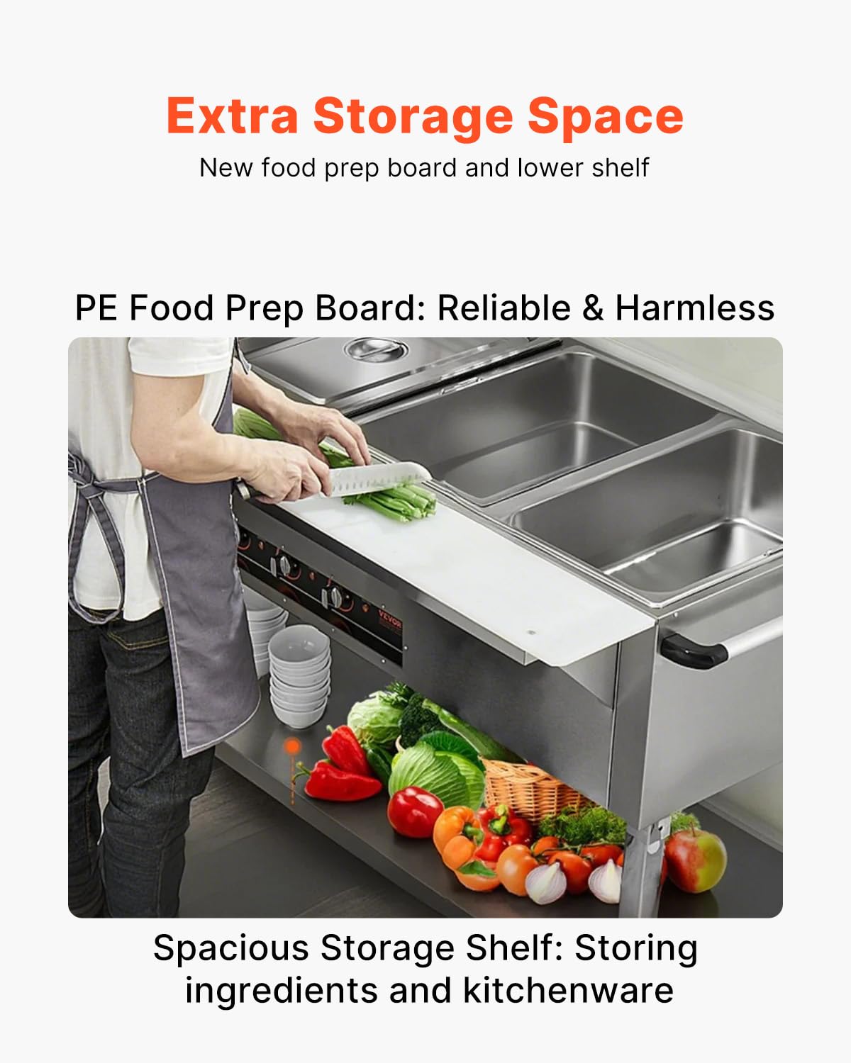 VEVOR 3-Pan Commercial Food Warmer, 3 x 20.6QT Electric Warm Table, 1500W Professional Buffet Catering Food Warmer with 4 Wheels (2 Lockable), Food Grade Stainless Steel Server for Party Restaurant