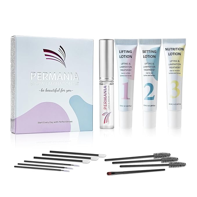 PERMANIA Brow Lamination Kit, Tube Design Instant Perm for Fuller & Thicker Eyebrows Salon Result lasts 4 weeks