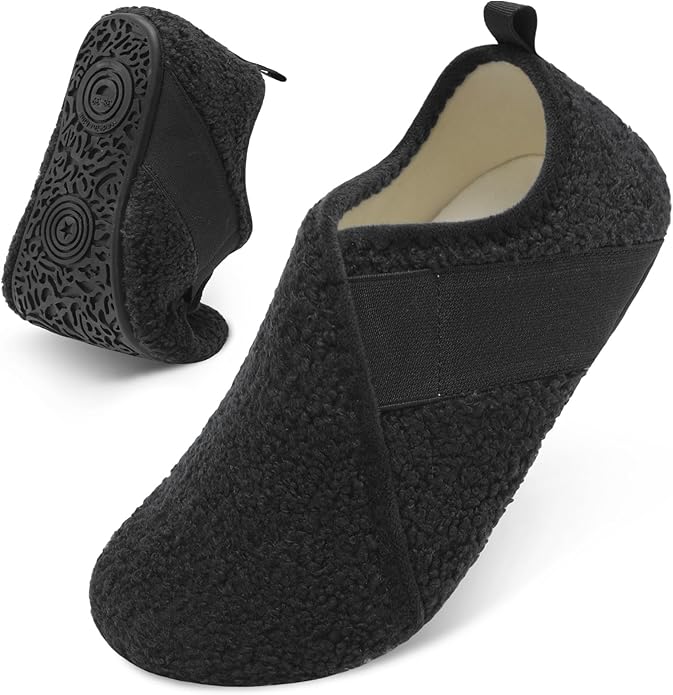 Besroad House Slippers for Women Men Comfy Barefoot Slippers Sock Furry Slip On House Shoes with Soft Rubber Sole for Bedr...