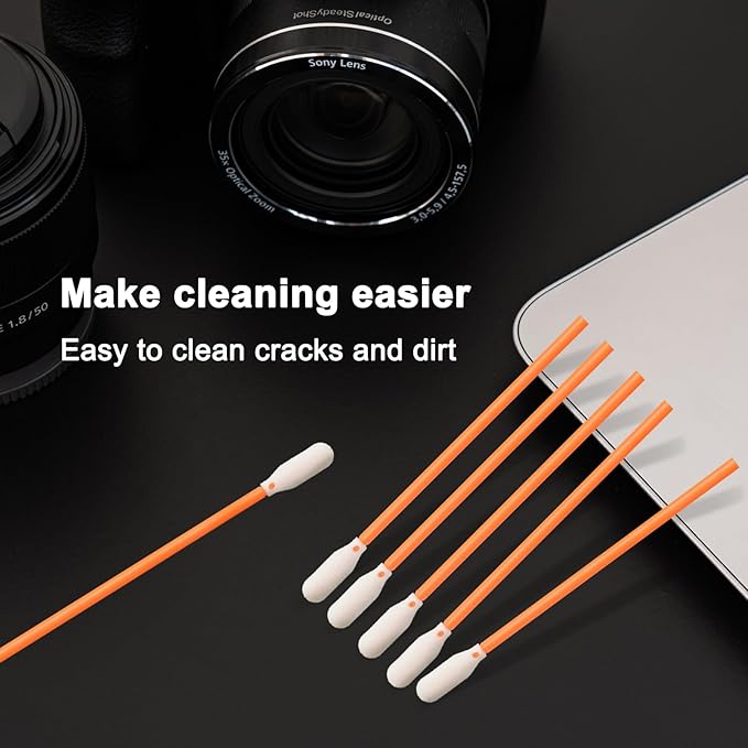 Wellgler's 3.65'' Foam Cleaning Swabs,Multi-Purpose Detailing Foam Tip Swabs, for Electronics,Gun,Car Vent,Printer,Sewing Machine. KM722 (Orange 200PCS)