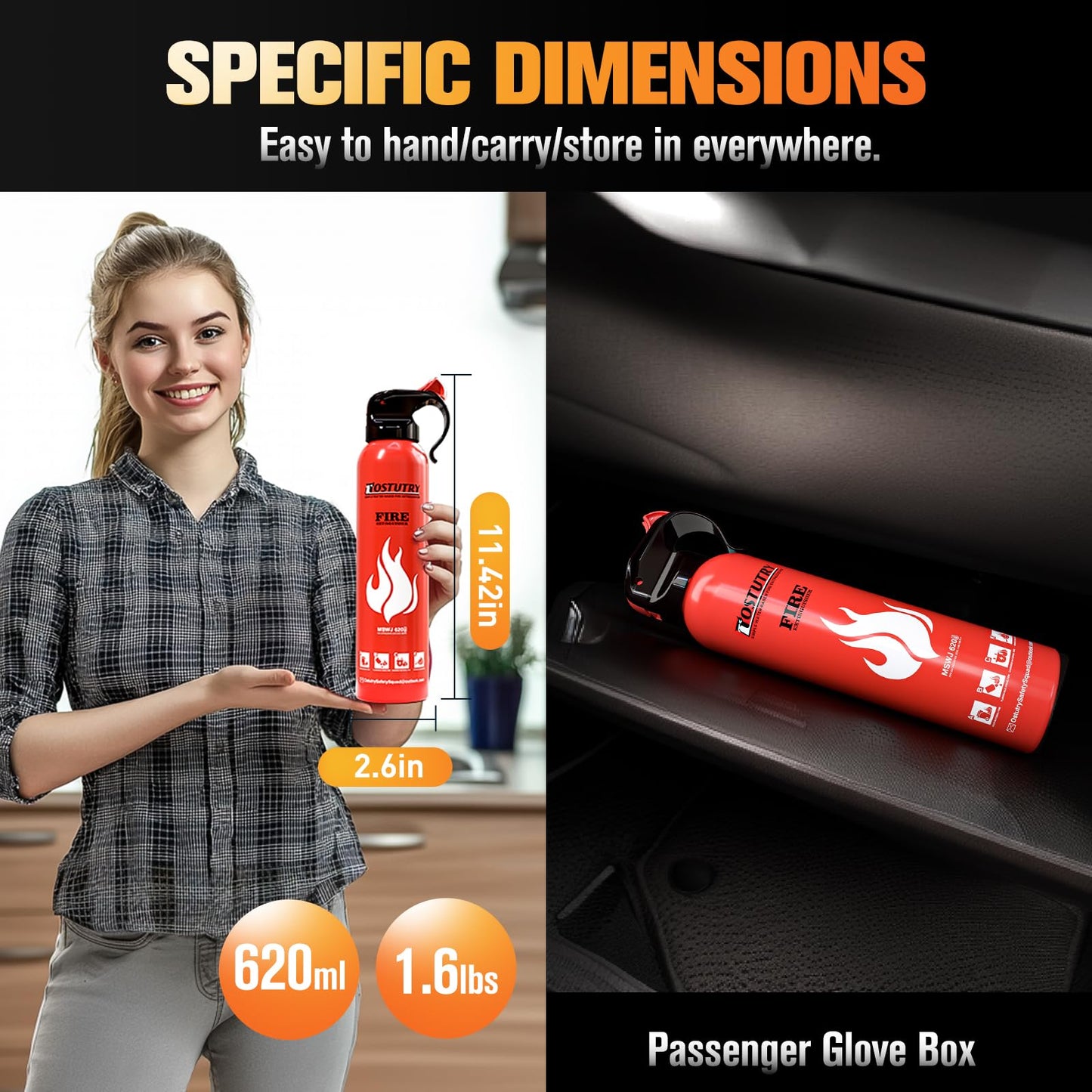 Upgraded 8-IN-1 Fire Extinguisher for Home Vehicle Car Kitchen Boat, Small Fire Extinguishers Spray with Mount for Class A B C K Fire, Portable Non-Toxic Prevent Re-Ignition Easy Clean (3 Pack)