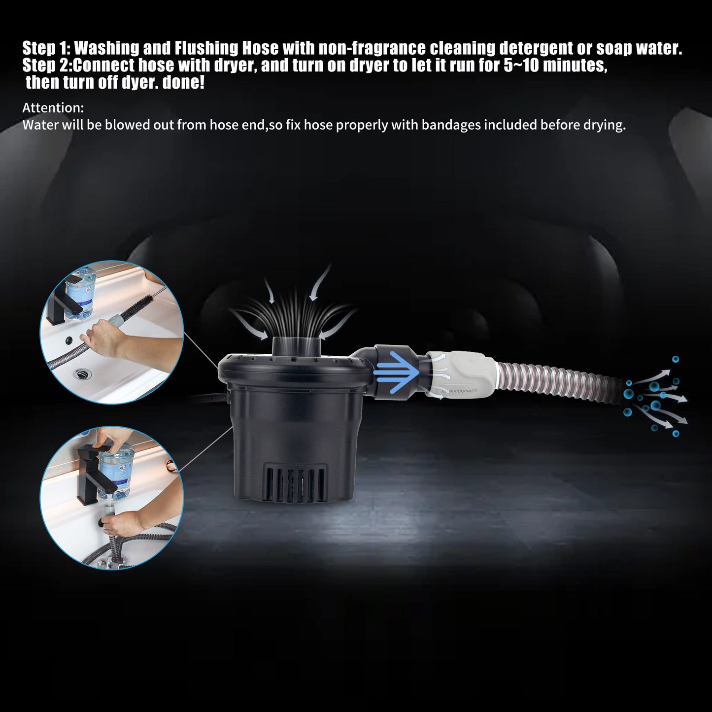 JAKIA CPAP Hose Tube Dryer Cleaning KIT_Water Moisture Cleaner_Drying Water in Minutes_CPAP Supply Accessory