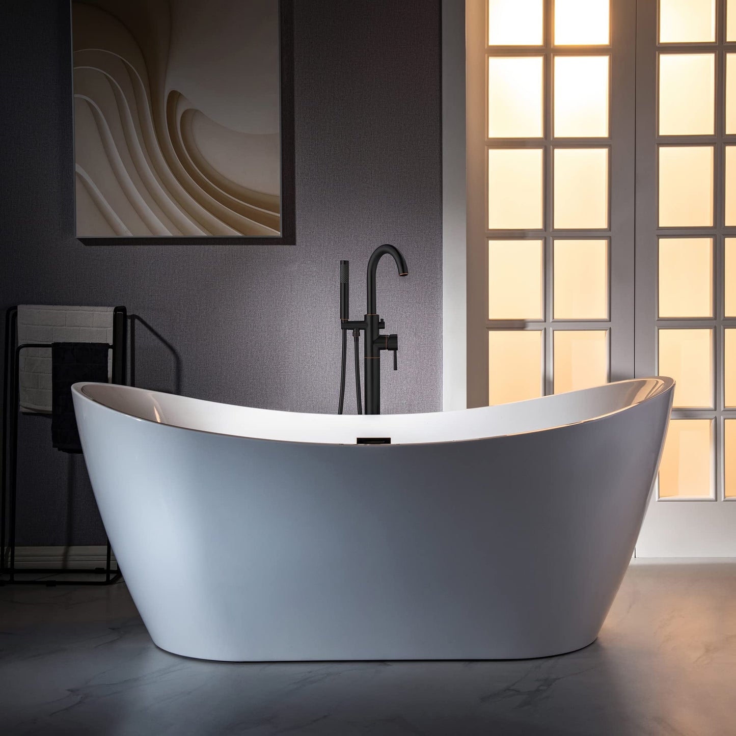 WOODBRIDGE F0027ORBRD WOODBRIDGEE High Flow Rate 8 GPM Freestanding Tub Filler Faucet with Hand Shower, Oil-Rubbed Bronze