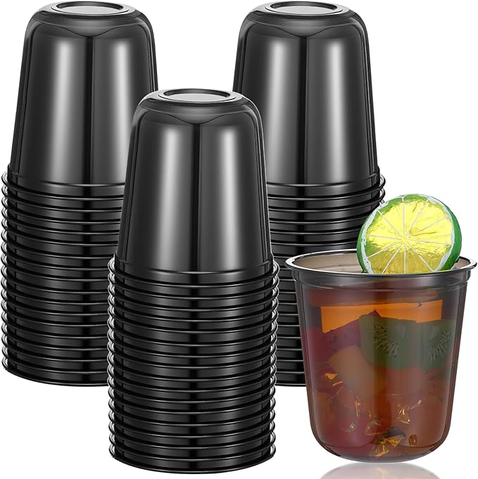 AojSup 50 Pcs Disposable Stemless Glasses 12 oz Crystal Plastic Wine Glasses Clear Classic Pet Cup for Meeting Weddings Bi...