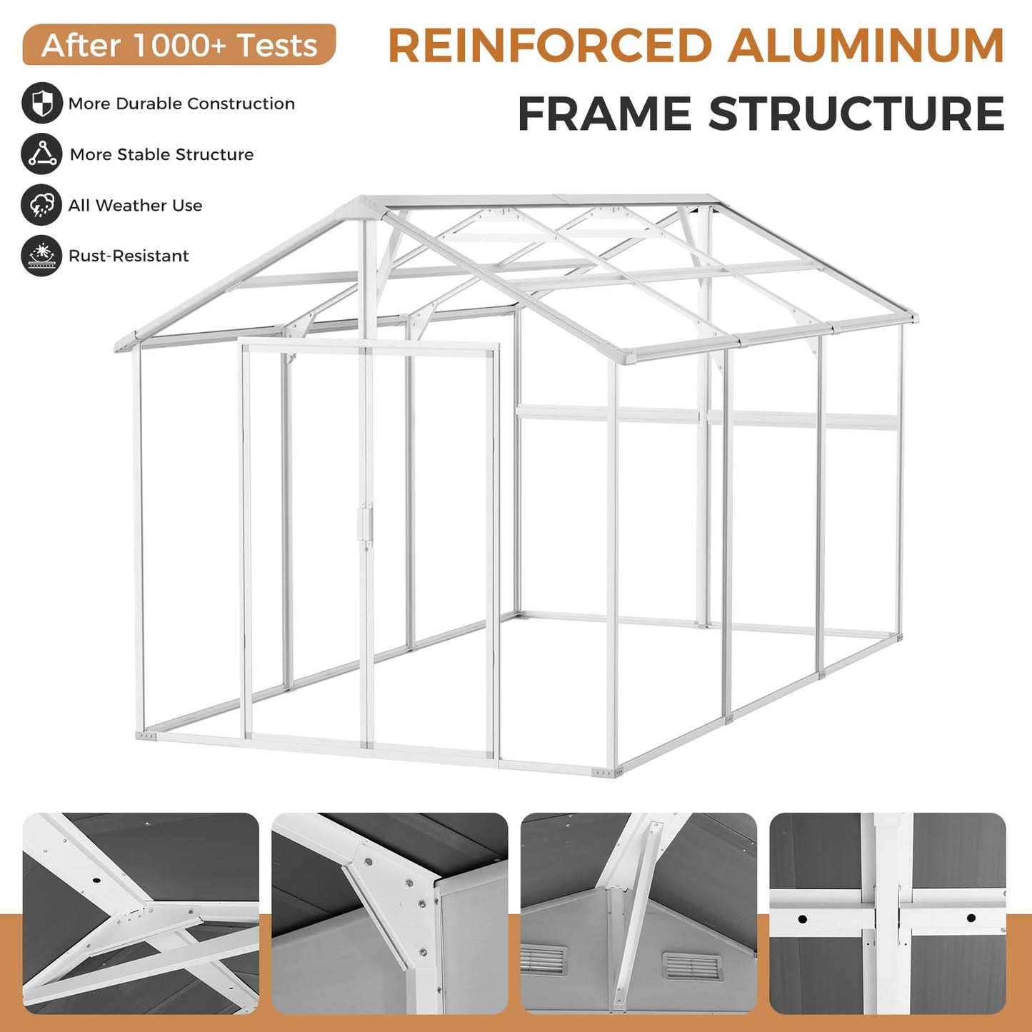 CDCASA 8x14 FT Resin Storage Shed with Floor Included, Steel‑Reinforced Large Waterproof Outside Plastic Storage Sheds with Base, 2 Adjustable Openable Window for Garden Backyard Patio Lawn, Dove Grey