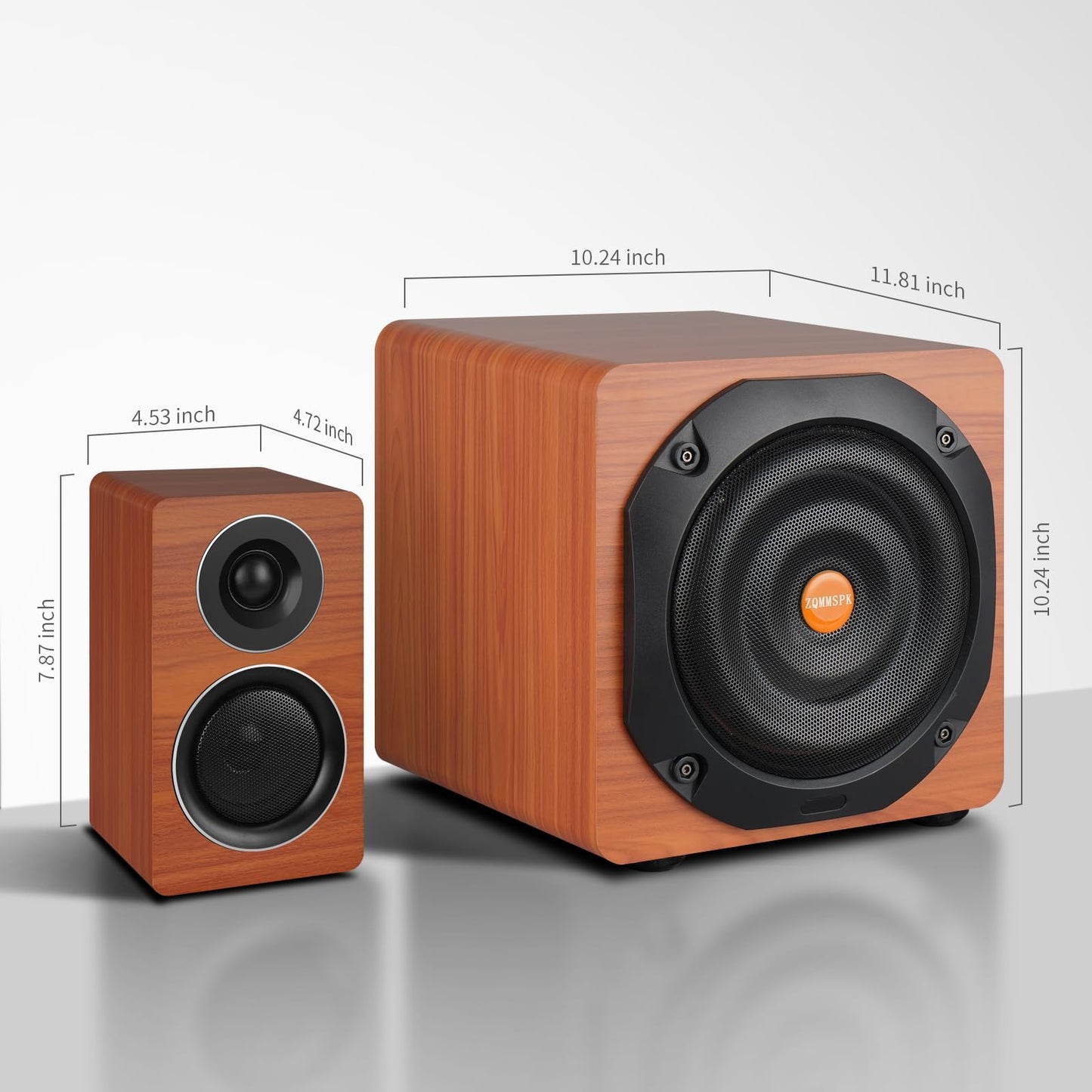 ZQMMSPK Computer Speakers with Subwoofer, 2.1 Gaming Speaker System for Desktop PC, 100W RMS, 6.5" Deep Bass, Bluetooth 5.3, AUX/RCA/Optical/Coaxial, Surround Sound for PC/Monitor/TV - Brown