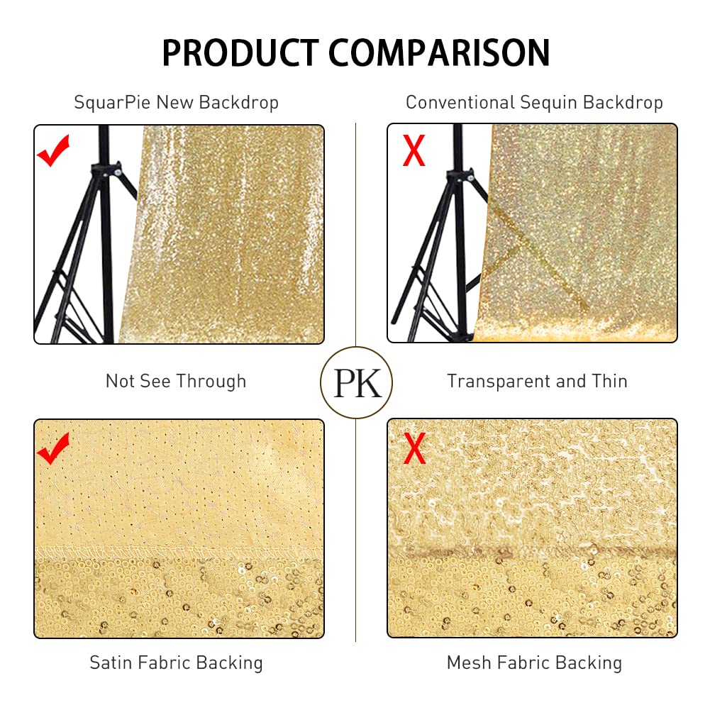 SquarePie Sequin Backdrop Curtain Not See Through Background for Wedding Party 6FT x 6FT Gold