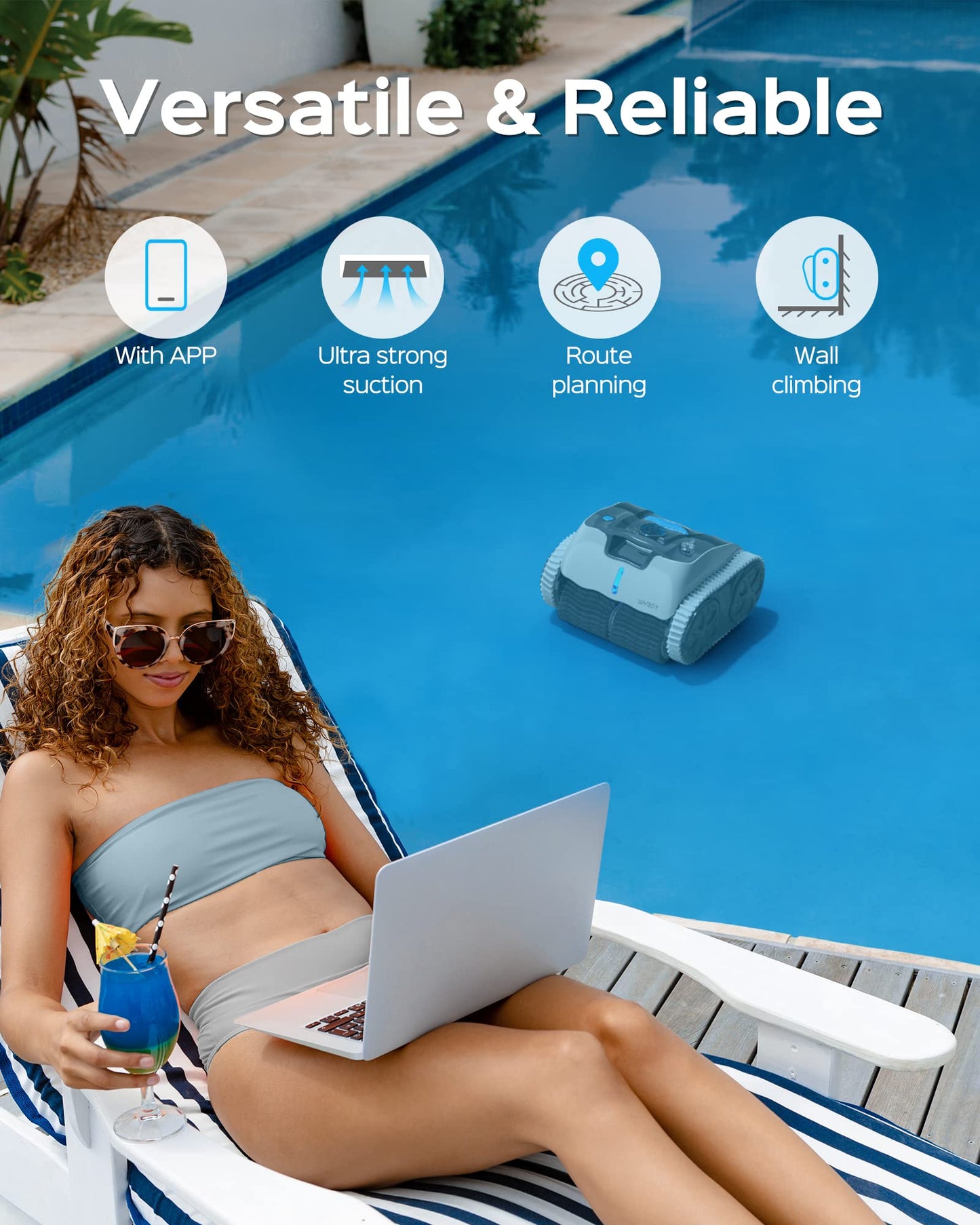 WYBOT Robotic Pool Cleaner with APP, Wall Climbing Pool Vacuum, 65W Excellent Power, Smart Navigation, 9200mAH Large Battery, LED Indicator, Robot Pool Vacuum for Inground Pools, Osprey 700 Pro.