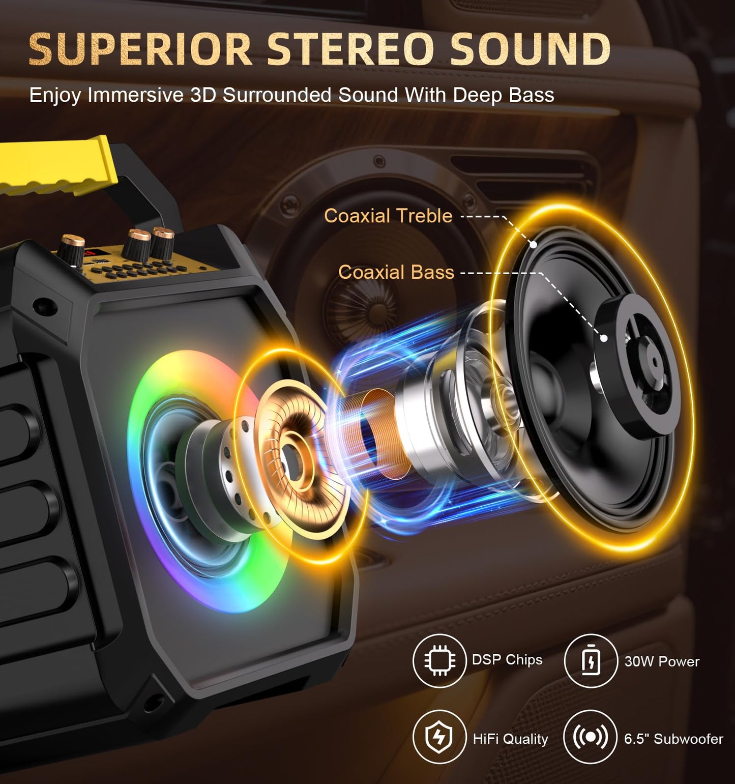 Victress Karaoke Machine With 2 Wireless Microphones, Portable Bluetooth Speaker For Adults & Kids With Strobe Lights,Karaoke Sp