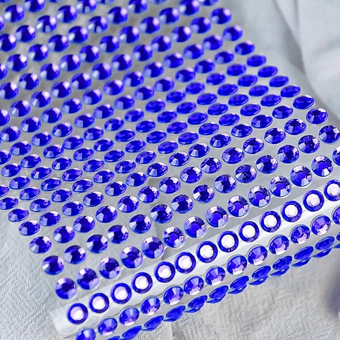 3090PCS Self Adhesive Pearl Stickers 3/4/5/6mm with Dark Blue Gem Rhinestones Stickers for Face, Stick on Body Crystal Jewels Makeup Glue for Face Eye Hair Nails Make up and Craft Home Decor