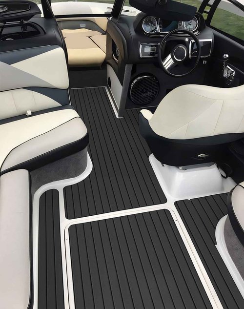 EVA Foam Boat Decking with 3M Adhesive Backing - 94.5"x31.1" Marine Carpet Faux Teak Sheet for Yacht, Fishing Boat, Kayak, Motorboat, RV Floor Helm Pad