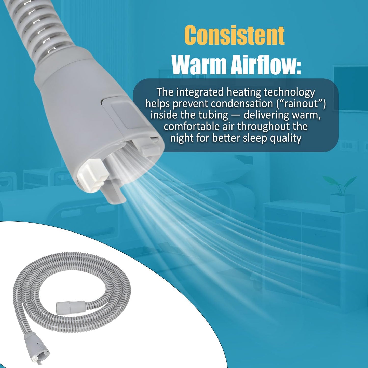 6 FT Heated Tube- Replacement Tube - Compatible with Philips Respironics DreamStation and PR System One- 15mm