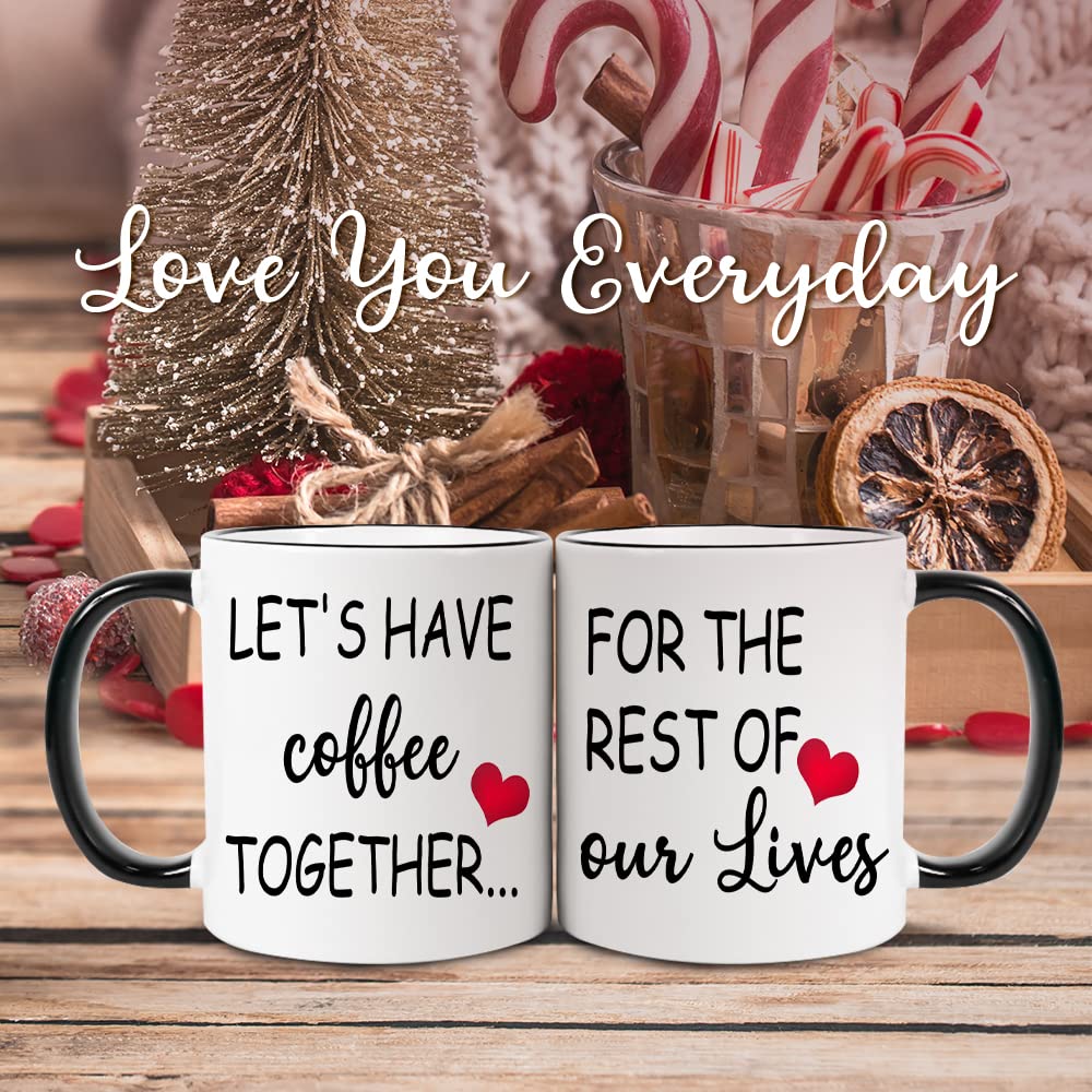 Fatbaby Wedding Gift for Couple, Engagement Gifts for Couples, Bridal Shower Gifts for Bride and Groom, Lets Have Coffee Together For The Rest Of Our Lives Mr and Mrs Couple Mug Set 11oz