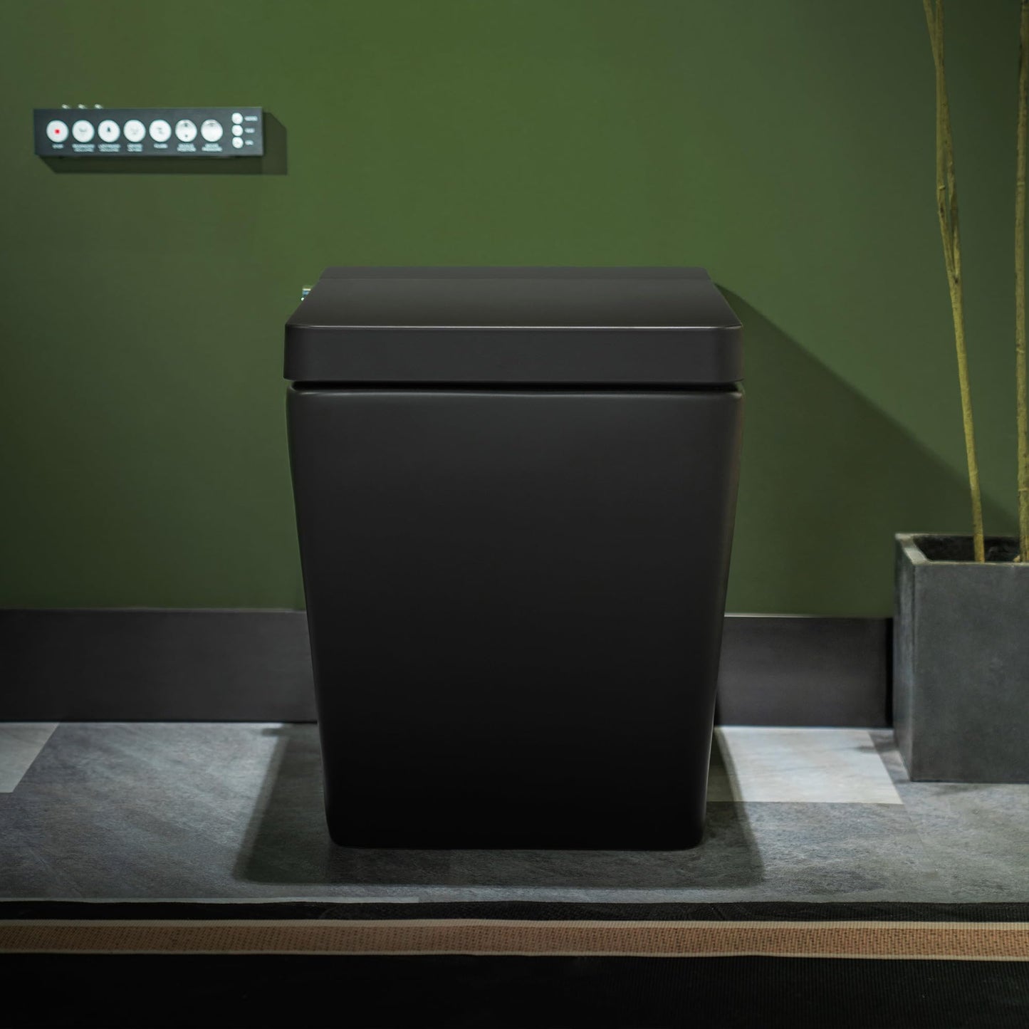 WOODBRIDGE One-Piece Square Smart Toilet with Tank, Auto Open & Close, Foot Sensor, Auto Flush, Multiple Spray Modes, Heated Seat, Warm Water, Air Dryer, Matte Black