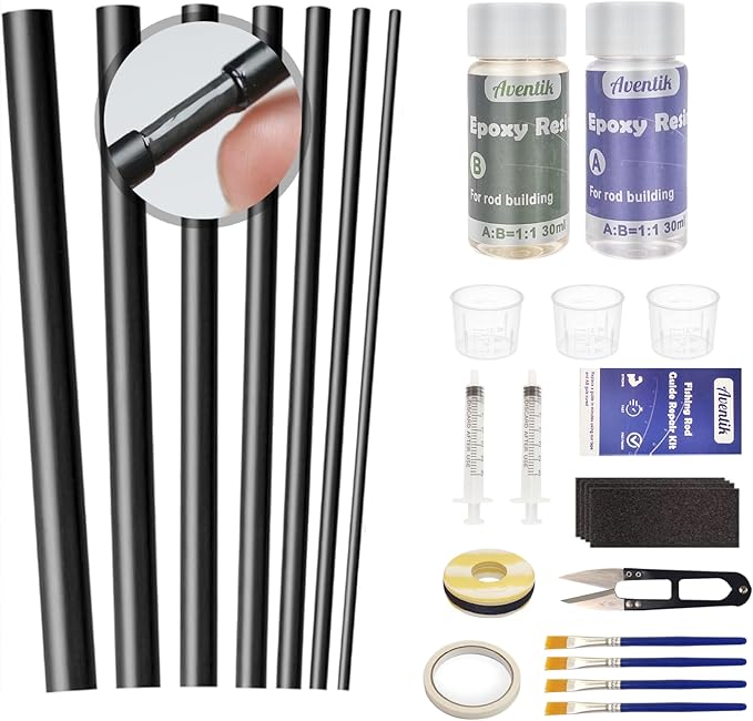 Aventik Fishing Rod Repair Kit Complete with Accesssories, Carbon Fiber Stick Fishing Pole Repair Kit for Broken Fishing P...