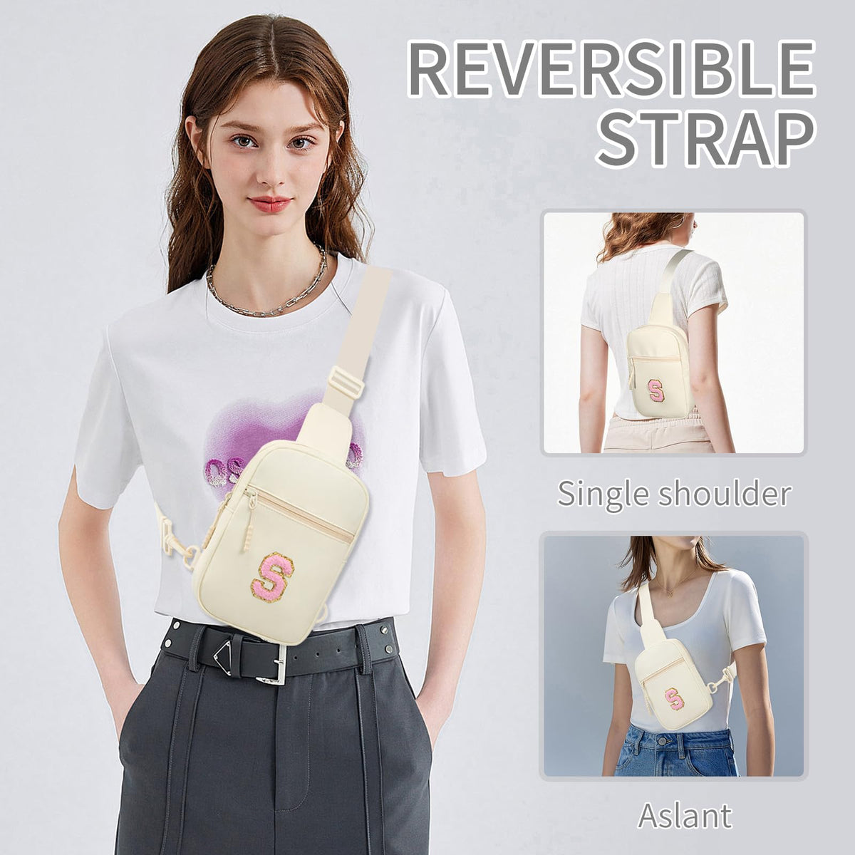 cotmcor Kids Crossbody Small Sling Bag Initial Girls Fanny Pack Belt Bag Cute Backpack Purse Chest Bag for Girls Gifts