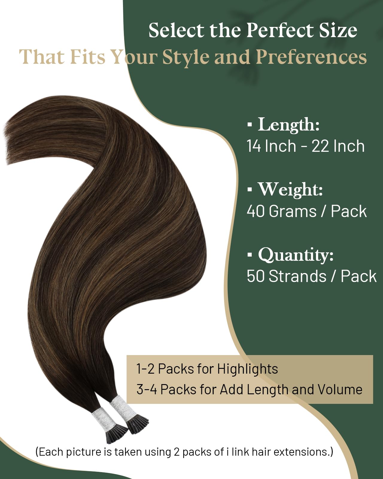 Ugeat Balayage Itip Human Hair Extensions Brown I Tip Hair Extensions Human Hair Medium Brown Ombre Invisible Add Length and Vol