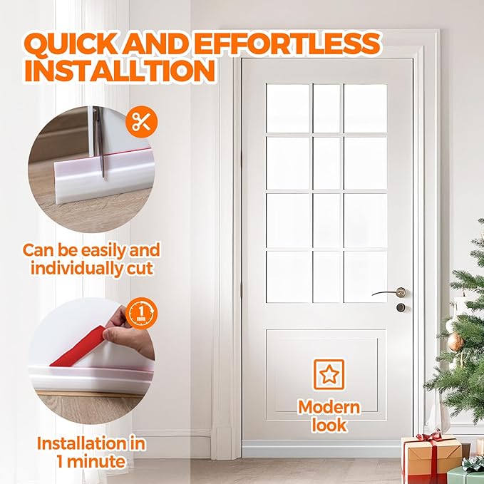 Holikme Door Draft Stopper Under Door Draft Blocker Insulator Doors Sweep Weather Stripping Noise Stopper Sheets, Rolls & Strips Strong Adhesive, White