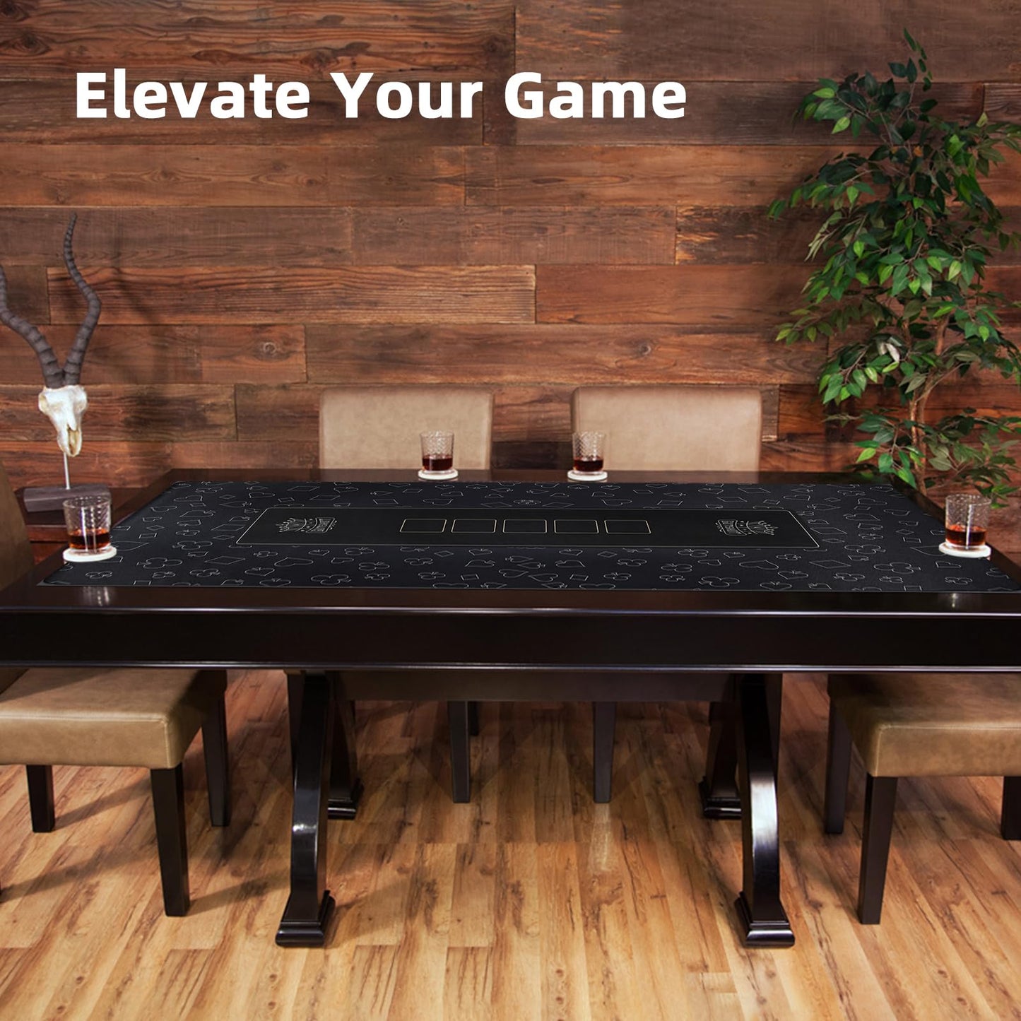 Foldable Casino Quality Poker Mat | Water Resistant Poker Table Cloth, Soft Multi-spandex | Black 70x35 | Waterproof, Durable, Noise-Free Gameplay | Stylish Poker Table Top for Anywhere Gaming