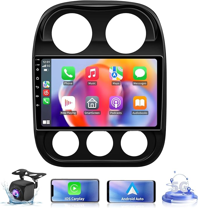 5GWiFi Upgrade Car Stereo Radio for Jeep Compass Patriot 2010 2012 2013 2014 2015 2016- Wireless Carplay and Android Auto ...