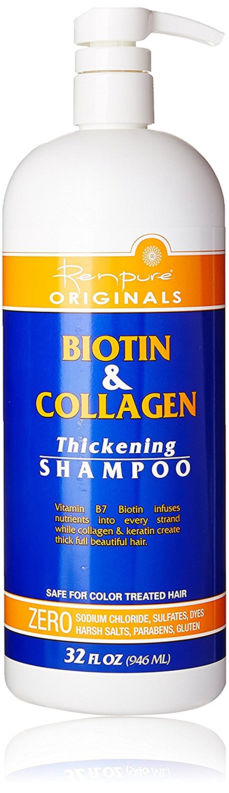 Renpure Originals Biotin & Collagen Thickening Shampoo And Conditioner Set 32 Oz (Zero Sodium Chloride, Sulfate, Dyes Harsh Salt