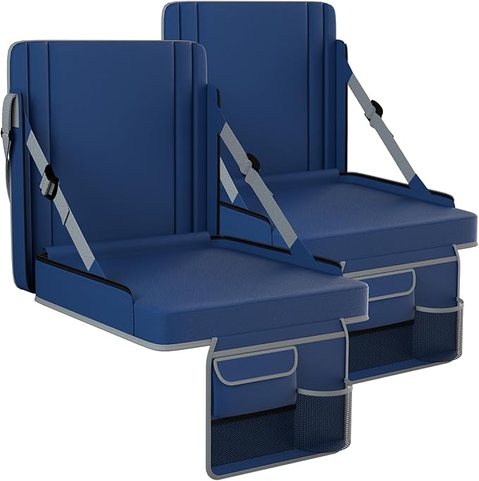 janiry Stadium Seats with Back Support 2PACKS Adjustable Bleacher Chairs with Back and Cushion Bleacher Seat with Cup Holder, Carry Handle & Shoulder Strap for Outdoor Sports Events, Picnics, Beaches