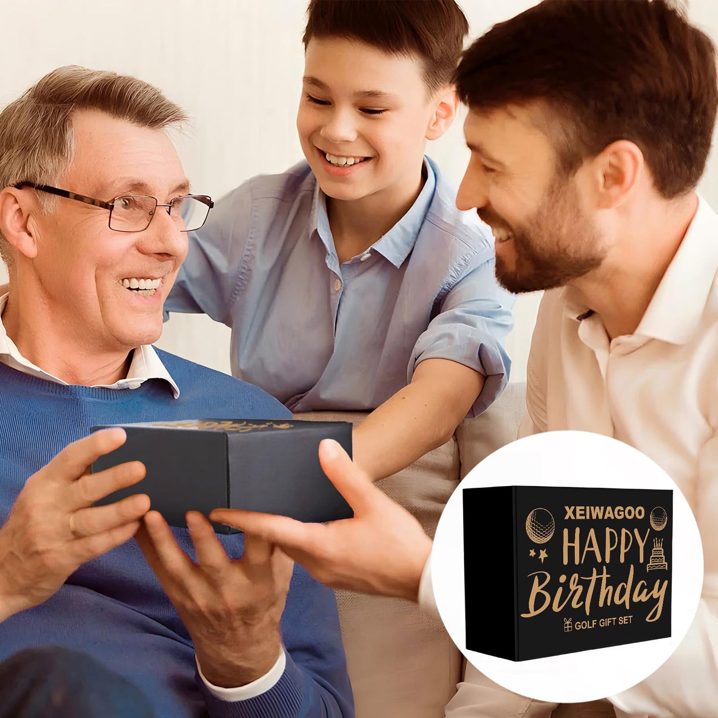 Xeiwagoo 70th Birthday Gifts for Men,3 Pack Personalized Happy Birthday Golf Balls, Absorbent Towel & 3 Tees, Unique Golf Gift Set for Men, Golfers, Dad, Mom, Grandpa, Grandma, Husband-70th