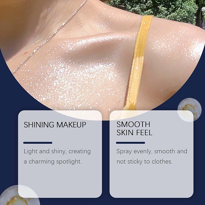 Body Glitter Spray, Perfect Long-Lasting Applies to Music Stage Rave Festival Party Outfit Accessories Hair and Body Shiny Glitter Makeup. (2.11 oz)
