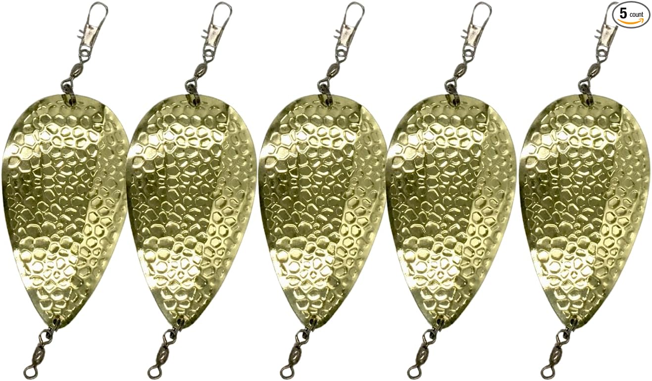 KOKOPROS Kokanee Salmon Jet Dodgers & Spring Hammered Jet Dodger 4 to 4.5 Inch – Steel Plated Metal Fishing Lures – 5-Pack...
