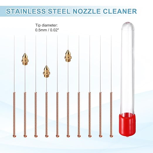 MECCANIXITY 10Pcs 3D Printer Nozzle Cleaning Kit Precision 0.5mm Stainless Steel Cleaner Needles for 3D Printer Clog Removal, Maintenance