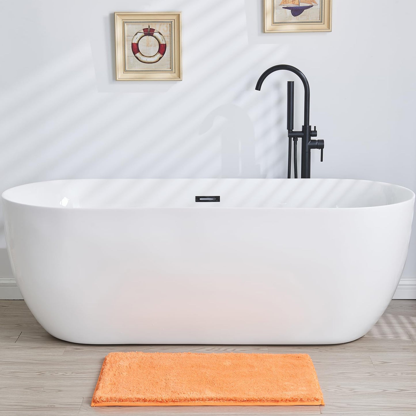 Douceur Orange Bathroom Rugs Non Slip, Super Soft Microfiber Bath Mats Washable, Fluffy Absorbent Bath Rugs for Bathroom, Quick Dry Shower Mat, 32" x 20"