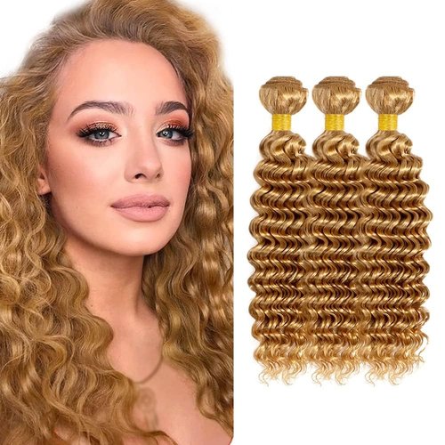 Giginger Brazilian Human Hair Bundles 20 22 24 Inch Honey Brown 27 Color Deep Wave Bundles Human Hair Unprocessed Virgin Quick Weave Hair for Black Women