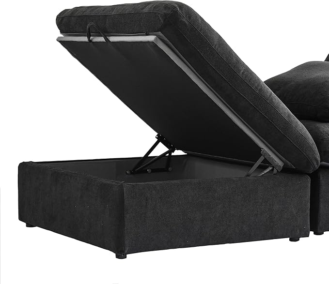 Cloud Couch Modular Sectional Sofa with Storage Ottomans,Oversized Down Filled 8 Seater Convertible Sectional Sofas, Black Wide Deep Seat Couch for Living Room,Covers Washable&Replaceable