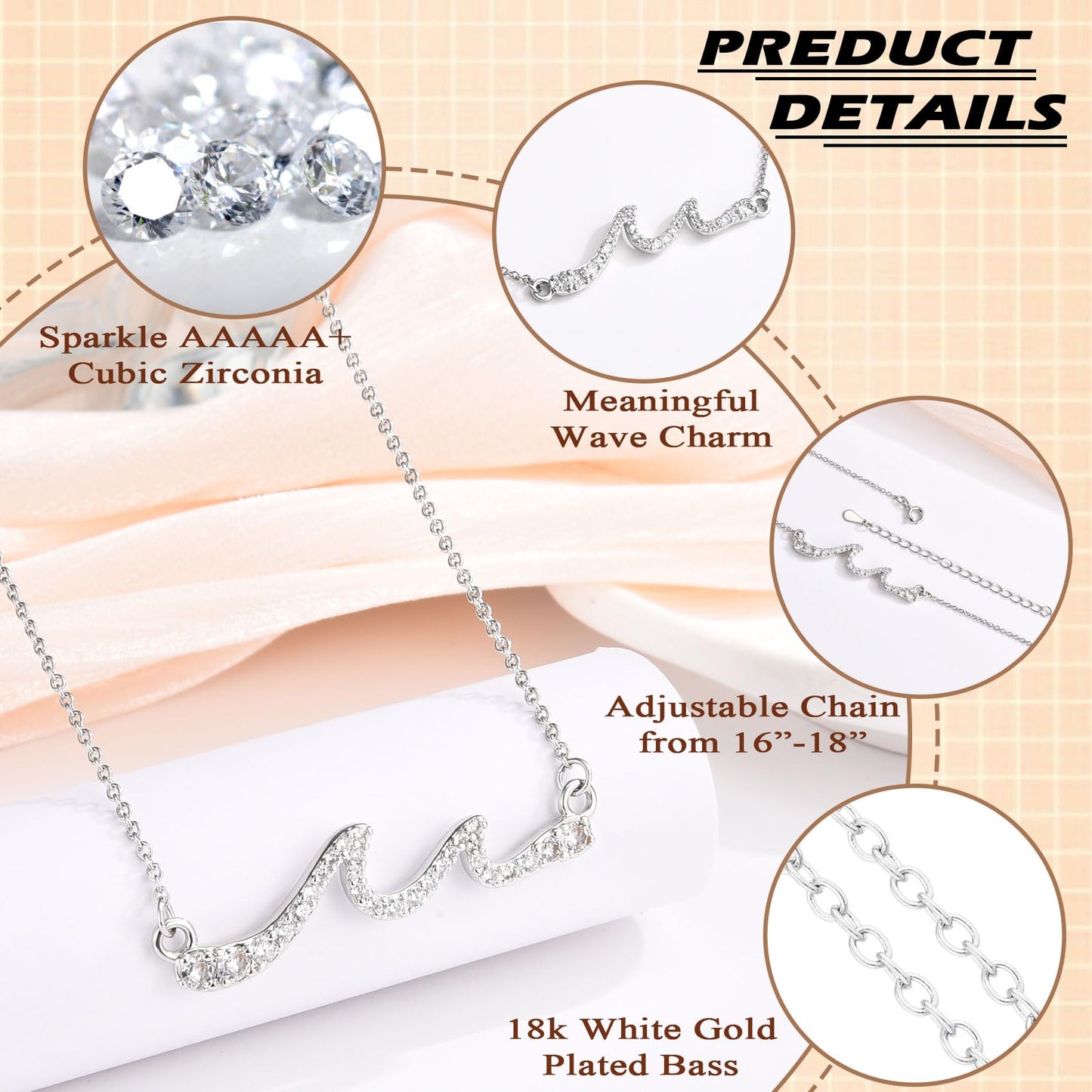 EPIRORA Bestie Gifts for Best Friend, Silver Wave Necklace for Women, BBF Birthday Anniversary Christmas Jewelry Present Idea