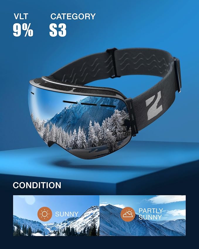 ZIONOR X Ski Goggles - OTG Snowboard Goggles Detachable Lens for Men Women Adult